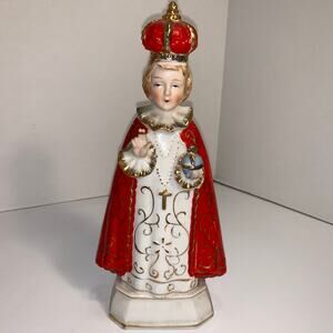 Lovely Vintage "Child of Prague" Infant Jesus Porcelain Statue Made In Japan